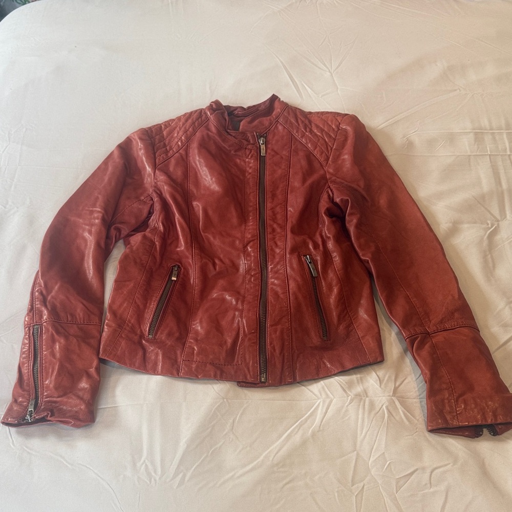 Cole Haan Women's Rich Red Leather Jacket